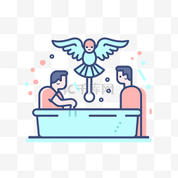 icon浴缸图片_两个男人在浴缸里，一个和一个天