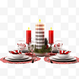 餐饮时尚图片_时尚的餐桌布置，配有燃烧的蜡烛