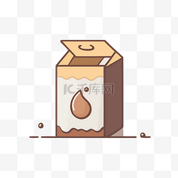 白色牛奶盒图片_带有棕色滴水的盒子的卡通风格插