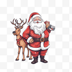 圣诞老人与雪橇图片_圣诞矢量贺卡