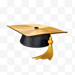 小鸟拉横幅图片_3D 毕业帽，带有文凭元素，用于返