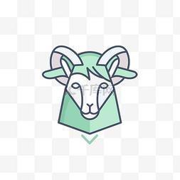 带有绿色耳朵的羊头图标 向量