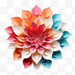 立体折纸花朵图片_几何折纸花朵元素立体免抠图案