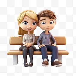 在一起心图片_幸福的情侣坐在一起 3D 人物插画