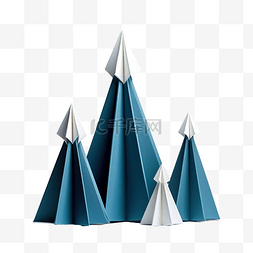 折纸手工图片_蓝色和白色的纸折纸圣诞树组成