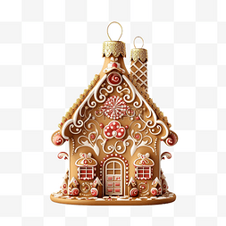 带雪的房子图片_姜饼屋和带圣诞树衣架的树