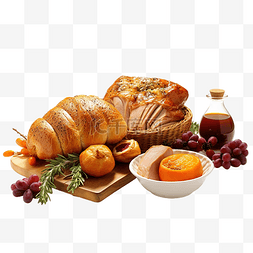 感恩节食物成分与火鸡和面包