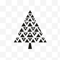 几何圣诞树素描剪影极简主义简单