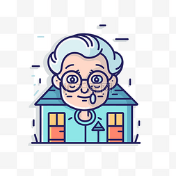一位戴眼镜和房子的老妇人的图片