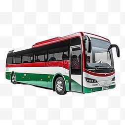 公共文化图片_3D渲染泰国城市巴士红绿白色运输p