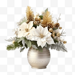 庆典素材装饰图片_花瓶中美丽的圣诞餐桌装饰组合物