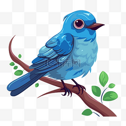 卡通蓝鸟图片_蓝鸟剪贴画卡通蓝鸟坐在树枝上 