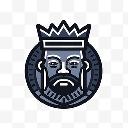 皇冠图标白色图片_带胡子和皇冠的国王标志 向量