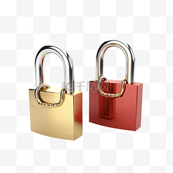两个锁定的挂锁隔离 3d 渲染