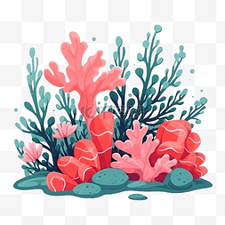 海底水族馆图片_珊瑚和海藻可爱卡通风格