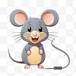 可爱白鼠图片_卡通风格带 USB 尾巴的真实鼠标插