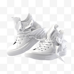 白色皮革图片_一双白色运动鞋坐在彼此之上生成
