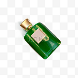 彩妆产品图片_3d香水瓶绿色