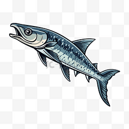 梭鱼剪贴画熏鲭鱼风格矢量卡通