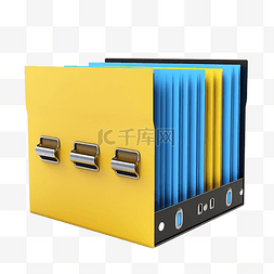 存档案图片_黄色和蓝色存档文件夹 3d 渲染
