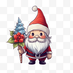 圣诞精灵图片_圣诞贺卡上有一个可爱的北欧侏儒