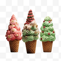 冰淇淋的甜筒图片_用冰淇淋华夫筒制作的创意圣诞树