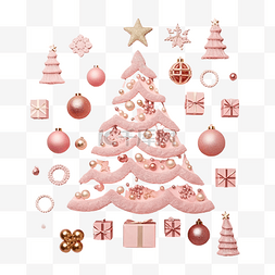 粉红蝴蝶结图片_粉红色表面上以圣诞树形状布置的