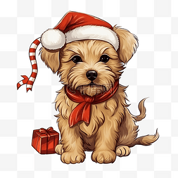 一张有那只梗犬的圣诞贺卡