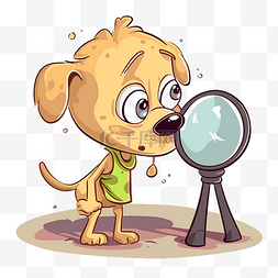 放大镜的狗图片_好奇的剪贴画卡通狗看着放大镜 