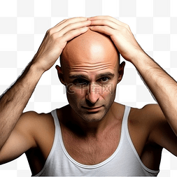 男性美发师图片_男子摘下假发，因头发问题而承受