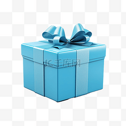 带丝带的蓝色礼品盒 3D 3D 逼真蓝