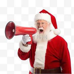 对着喇叭图片_圣诞老人对着扩音器讲话宣布圣诞