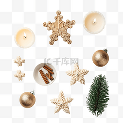 传统色彩图片_圣诞装饰玩具和蜡烛