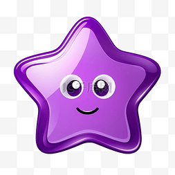 紫色卡通星形按钮