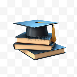 书籍和毕业帽实现目标和成功概念