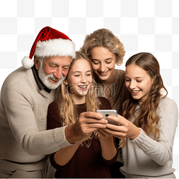 孙女在圣诞节庆祝活动中为家人拍