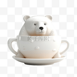 茶杯与熊高品质 3D 渲染