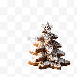 饼干圣诞树图片_自制姜饼饼干圣诞树用糖粉装饰