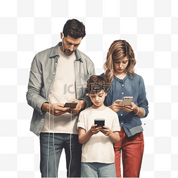 有孩子沉迷于智能手机的家庭