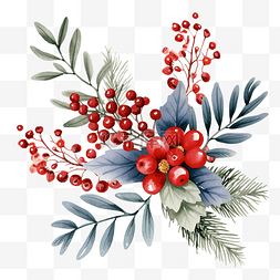 色彩缤纷花卉图片_美丽的花卉剪贴画，用于圣诞装饰