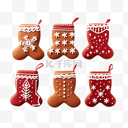 红袜子形状的自制圣诞姜饼