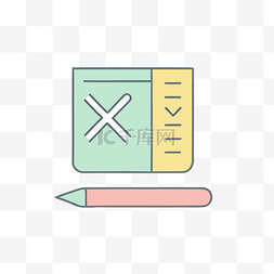 x线性图标图片_铅笔和清单的线条图标 向量