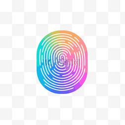 白色指纹图片_白色背景上的彩色彩虹指纹标志 