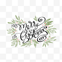 圣诞快乐字体横图树枝