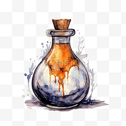 水彩插图与一瓶药水巫术万圣节
