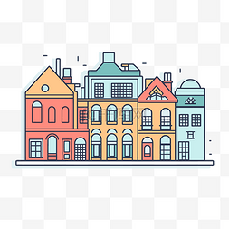 城市住宅结构城市建筑彩色线条插