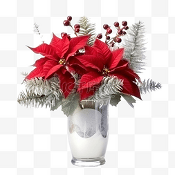 圣诞花束，一品红和麦芽酒树枝