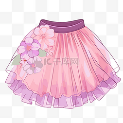 粉色花朵与女孩图片_芭蕾舞短裙裙子剪贴画女孩的粉色