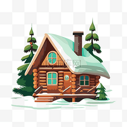 森林小木屋卡通图片_圣诞小屋 向量