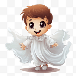 万圣节角色孩子卡通穿着鬼魂服装
